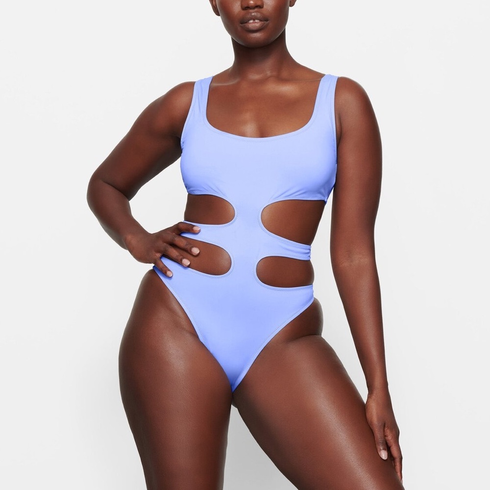 SKIMS Swim Tank Monokini in Periwinkle NEW